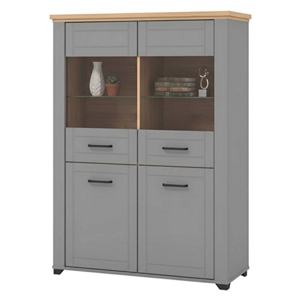 Mobile Espositore Sarconi, Vetrina 6 Ripiani, 103.5x41x143h cm Grigio
