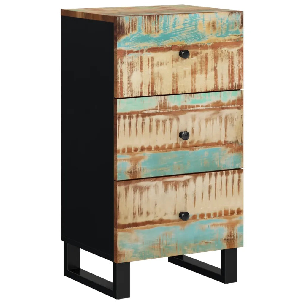 Credenza con 3 Cassetti 40x33,5x75cm Legno Massello di Recupero 352907