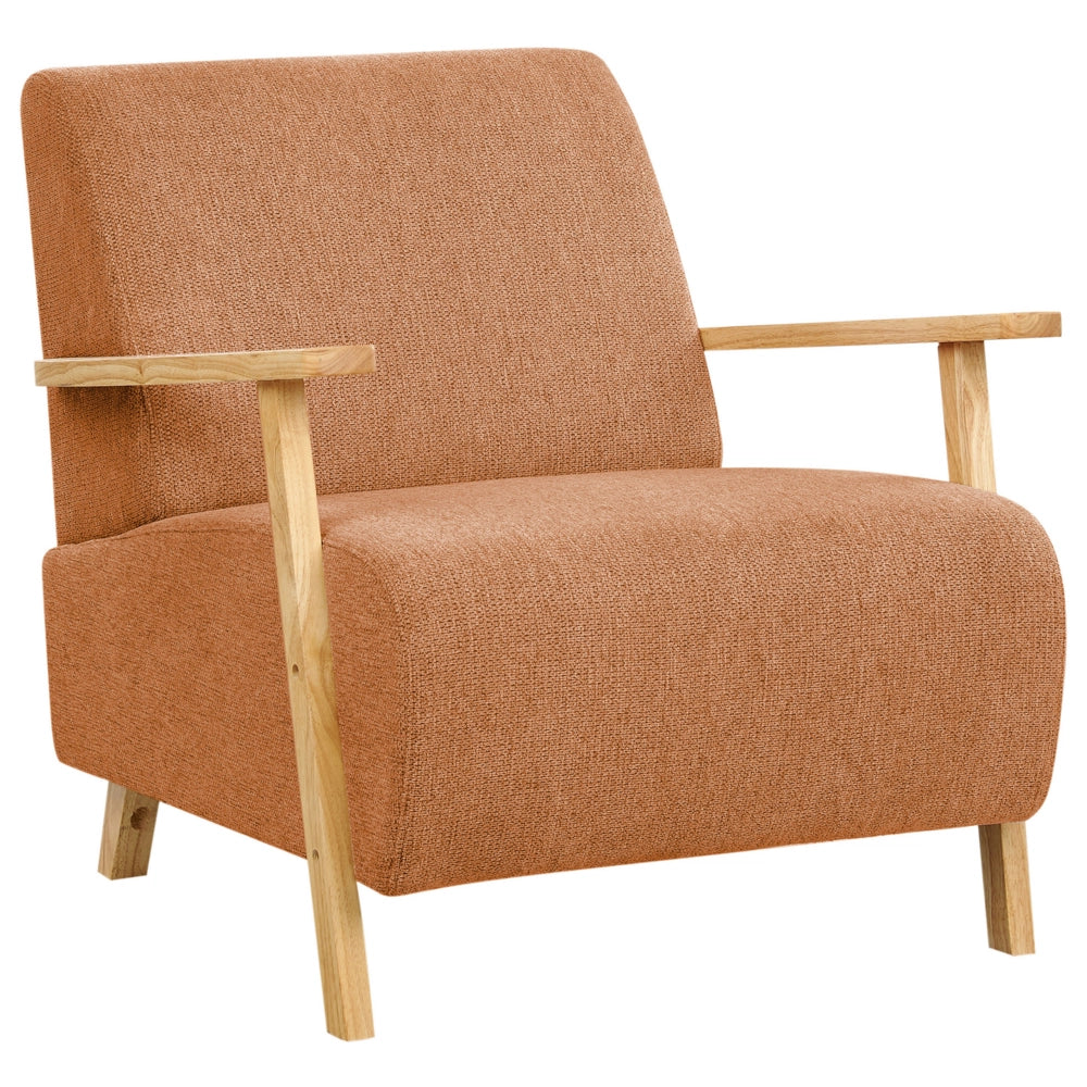 Poltrona Arancione Tessuto Gambe in legno con braccioli Soggiorno moderno minimalista