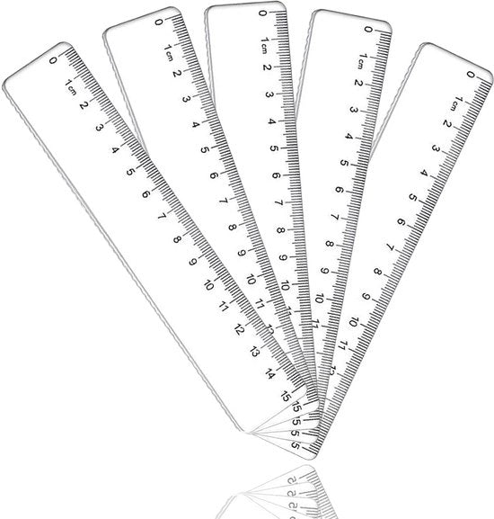 Set di 5 Linee da 15 cm - Transparenti - Flessibili - Robuste - Scala centimetrica precisa - Linee da disegno