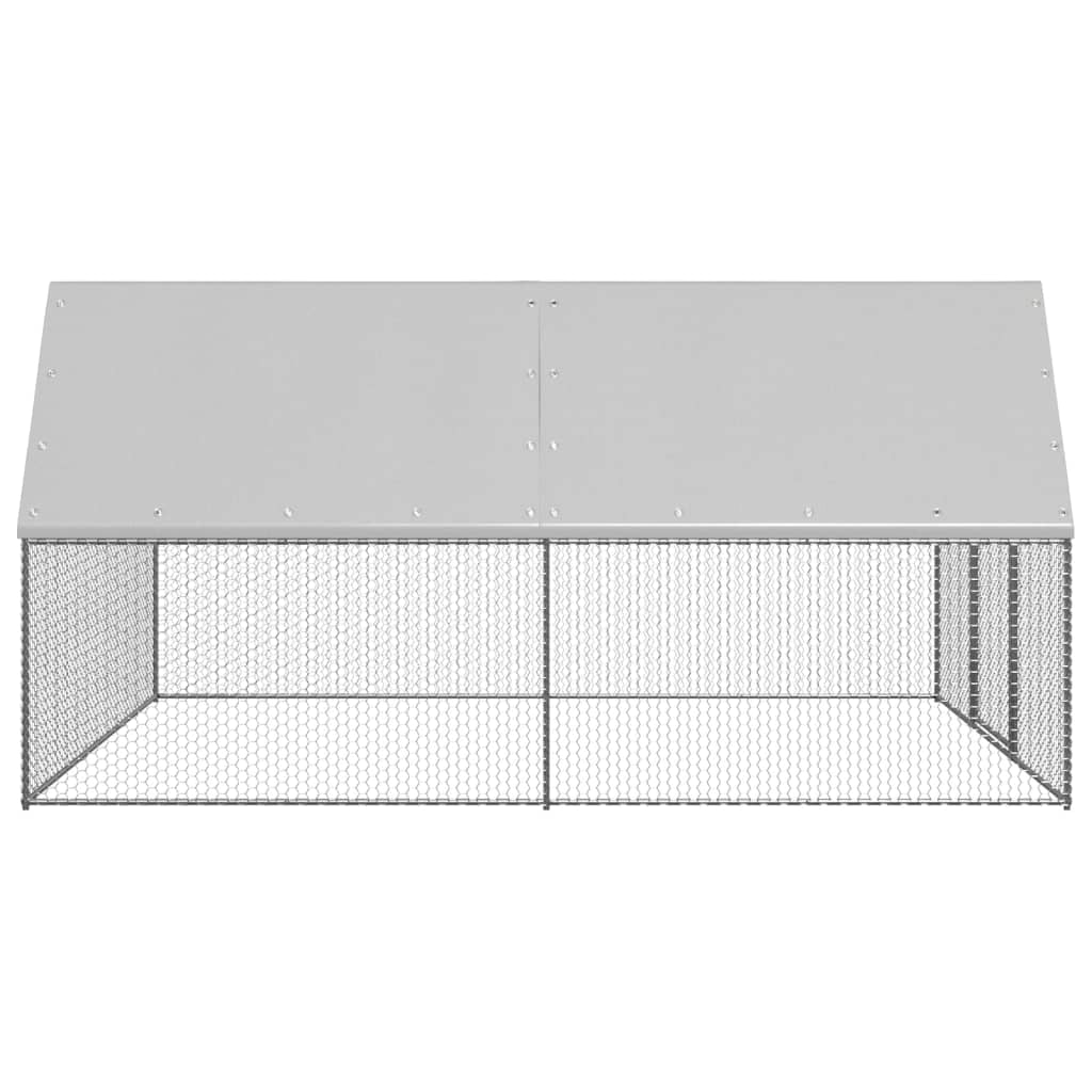 Pollaio da esterno 3 x 4 x 2 m acciaio zincato tetto in PE 02_0001694