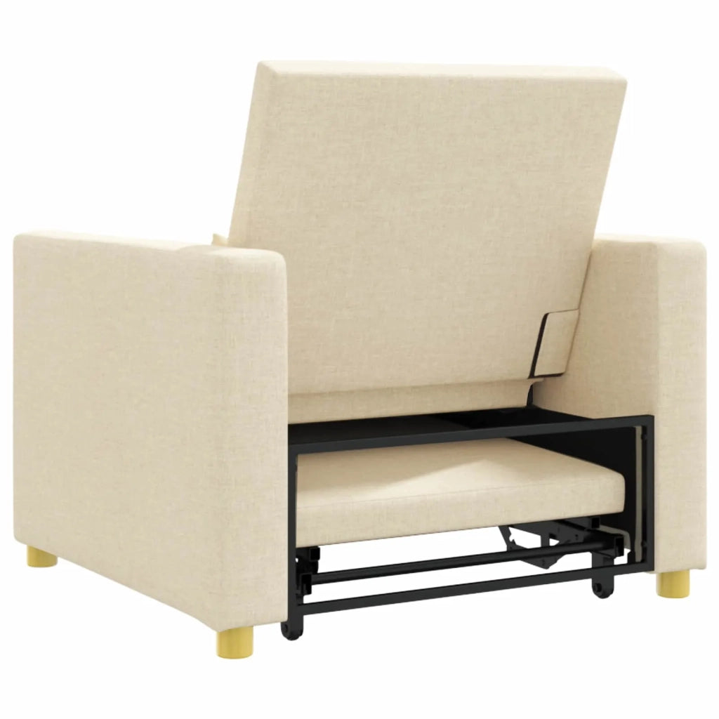 Divano letto | Sof¨¤ letto | Letto singolo estraibile singolo Crema 90 x 165 x 87 cm Tessuto