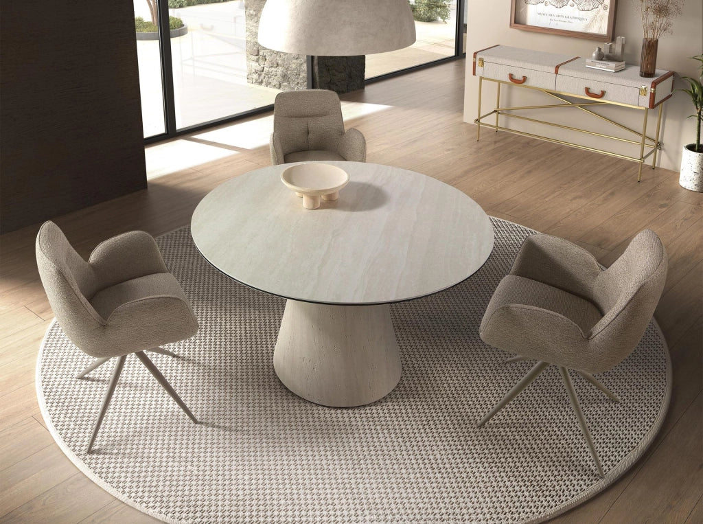 Sedia girevole in tessuto beige