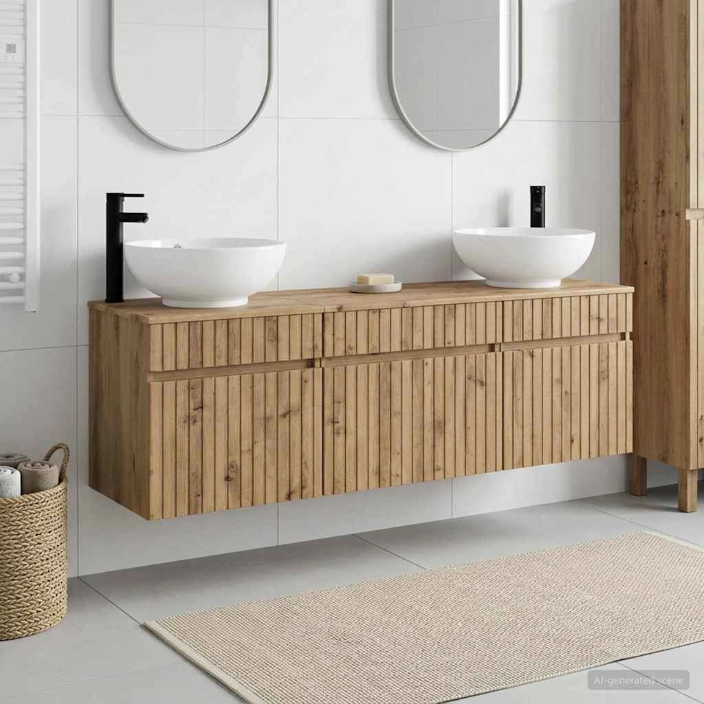 Set di Armadi da Bagno 3 pz Rovere Artigianale 3405766