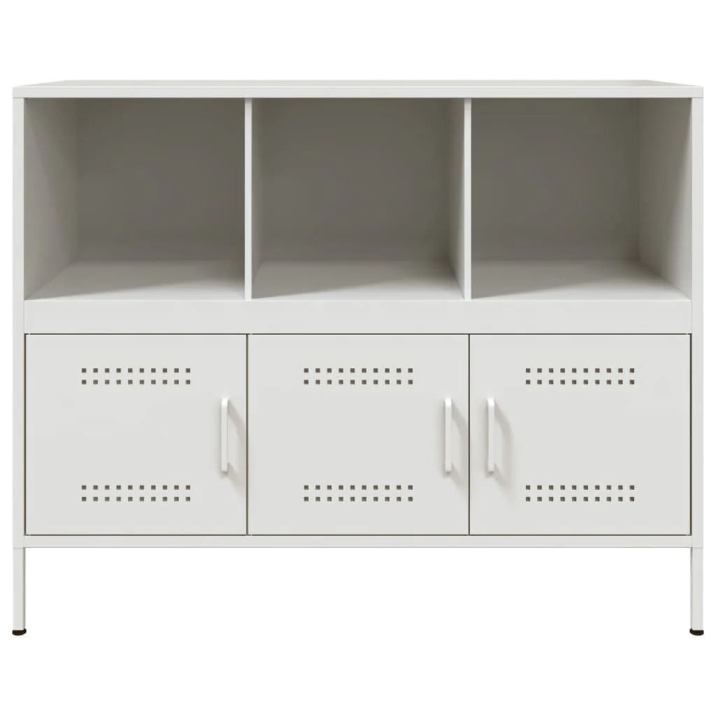 Buffet credenza cassettiera armadio mobile contenitore organizer per cucina soggiorno salotto 100,5 x 39 x 79 cm acciaio bianco 02_0030149