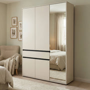 Armadio Camera da Letto Ilbono, Guardaroba 3 Ante 5 Ripiani, 138x54.5 cm Bianco