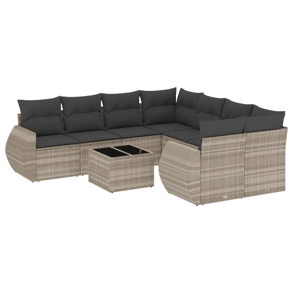 Set Divano da Giardino 9pz con Cuscini Grigio Chiaro Polyrattan 3221161