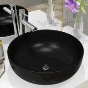 Lavandino Tondo in Ceramica Nero 41,5x13,5 cm 142732