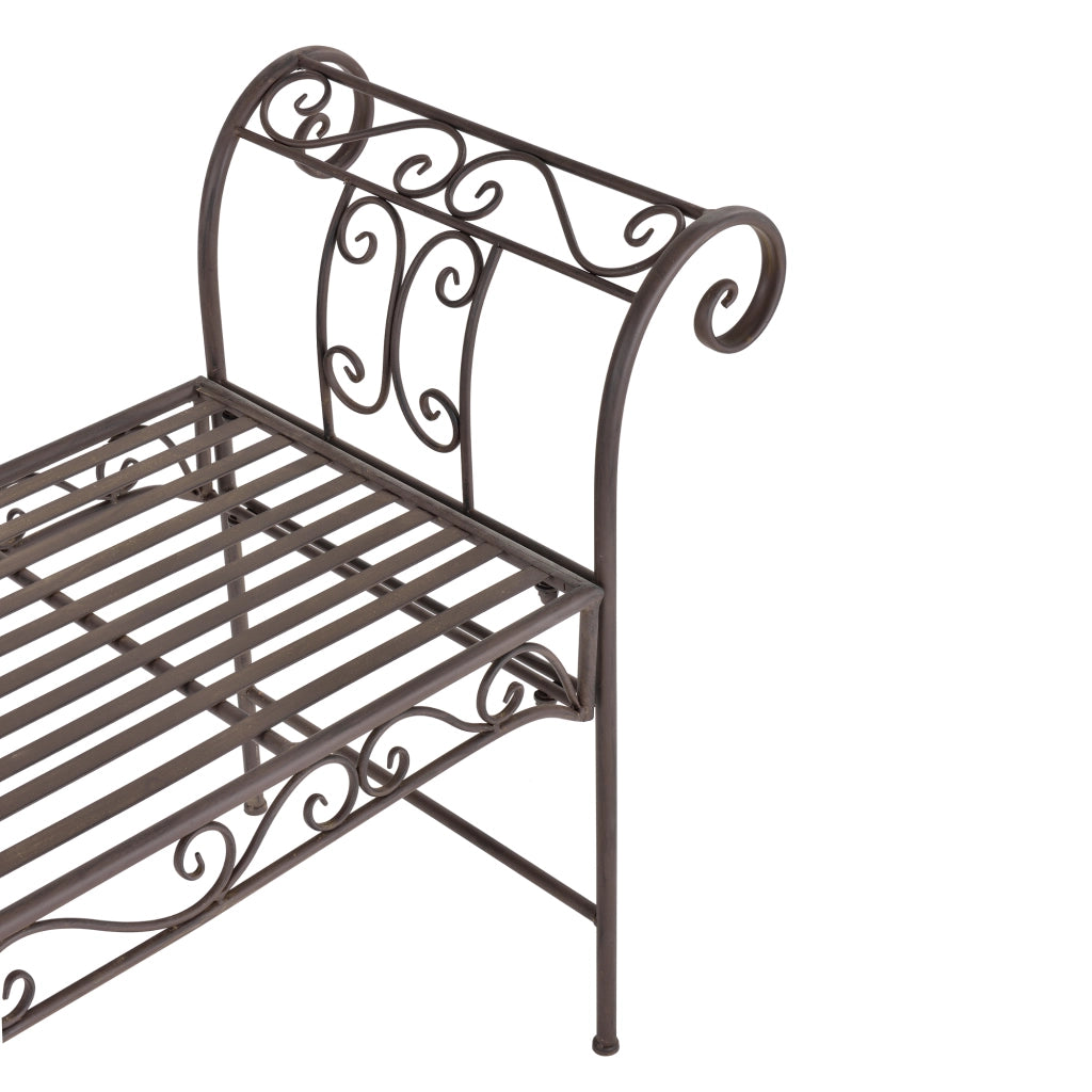 Panca da Giardino Cossila in Metallo con Braccioli Curvi 70 x 147 x 46 cm - Marrone [en.casa]