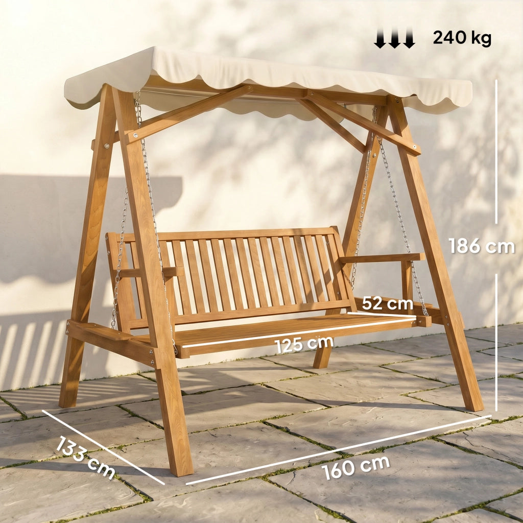 Dondolo da Giardino ¨C zephmum ¨C Legno Massello di Pino Grigio 162x130x185cm