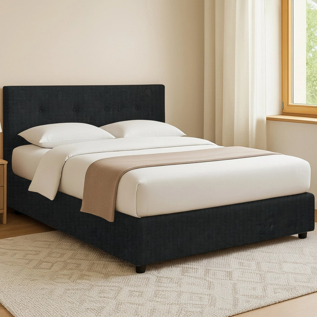 Preston, Letto Matrimoniale Sfoderabile Made in Italy, Grigio Scuro
