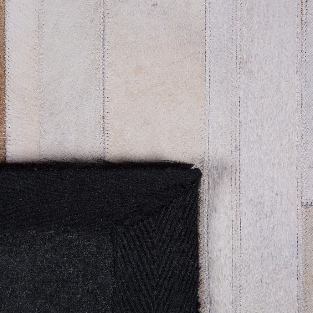 Tappeto tappetino Pelle Nero e Beige 140 x 200 cm Rettangolare Patchwork Fatto a Mano