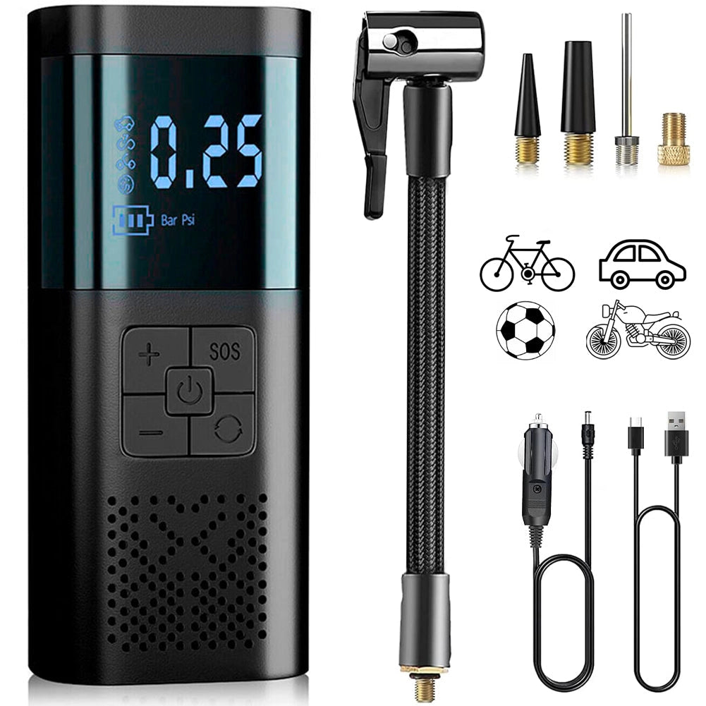 Mini Compressore Wireless Gonfiatore a Batteria per Auto e Bici Moto