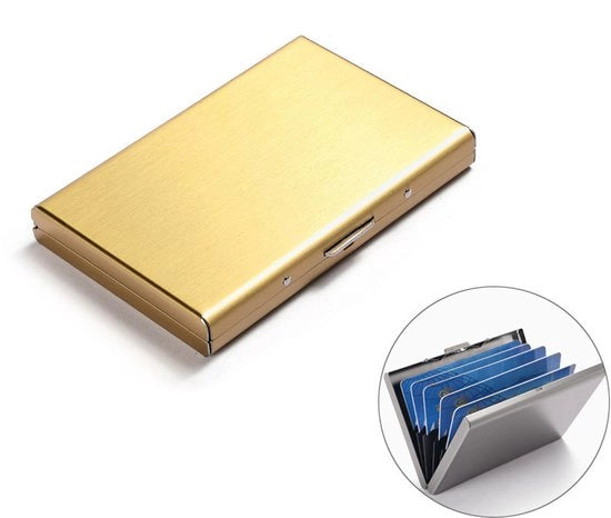 Portafoglio in acciaio inossidabile con blocco RFID per uomini e donne - oro