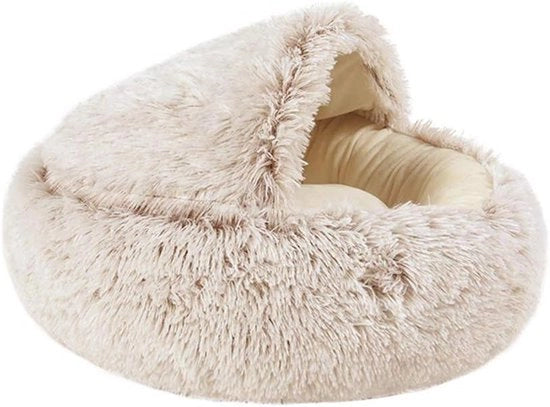 Letto a forma di grotta per cani e gatti (Cavità rotonda morbida in piuma soffice, copertura inclusa, diametro 50 cm)