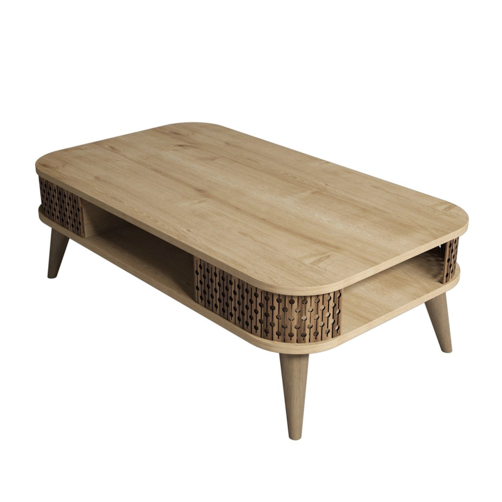 Tavolino in legno "Eylul" - 105 x 60 x 34 cm - Marrone