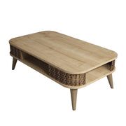 Tavolino in legno "Eylul" - 105 x 60 x 34 cm - Marrone