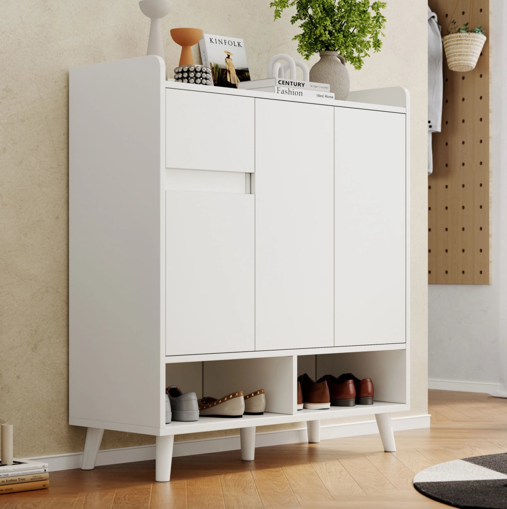 Scarpiera bianca 90x35x99 cm con ripiani regolabili