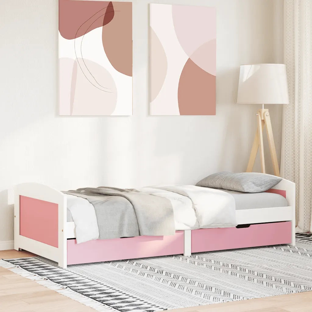 Dormeuse 2 Cassetti senza Materasso Bianco&Rosa 90x200 cm IRUN 3314679