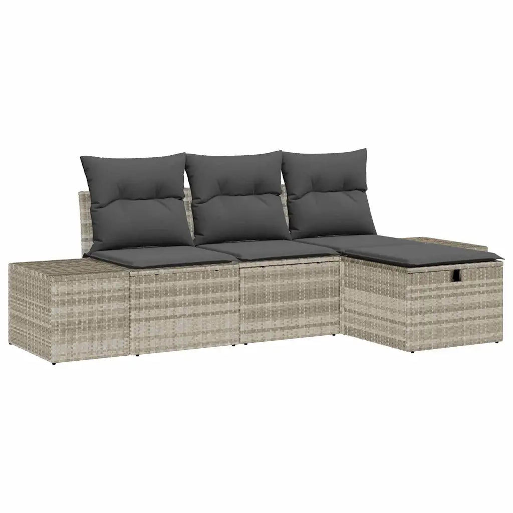 Set Divano da Giardino 4 pcs Grigio chiaro Poly Rattan 3359351