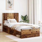 Struttura del letto con stoccaggio e testata Legno antico