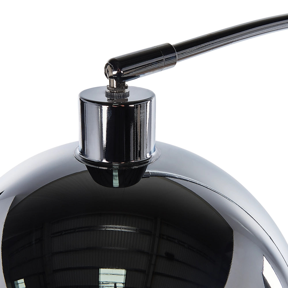 Lampada da Terra in Metallo Argento 210 cm Moderna Rotonda Orientabile Cupola Paralume Lucido Soggiorno