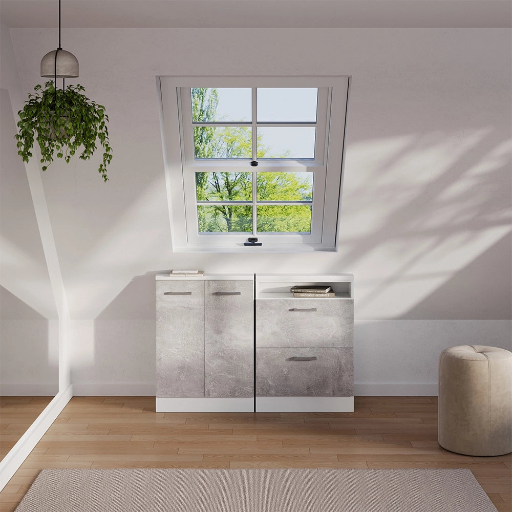 Vicco Mobile sottotetto Cemento/Bianco con 2 cassetti