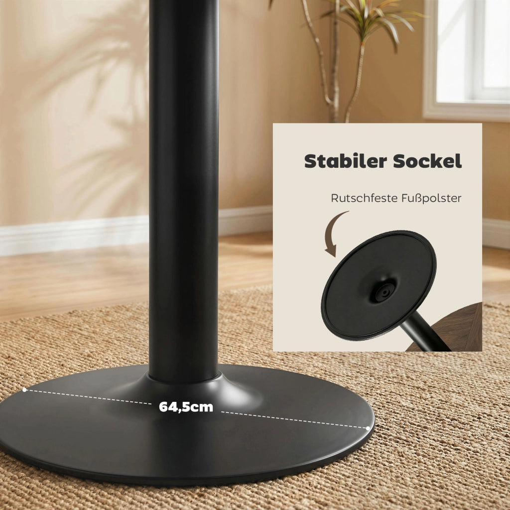 Tavolo da pranzo rotondo per 6 persone ¨C zephmum ¨C effetto legno massello marrone 110 cm