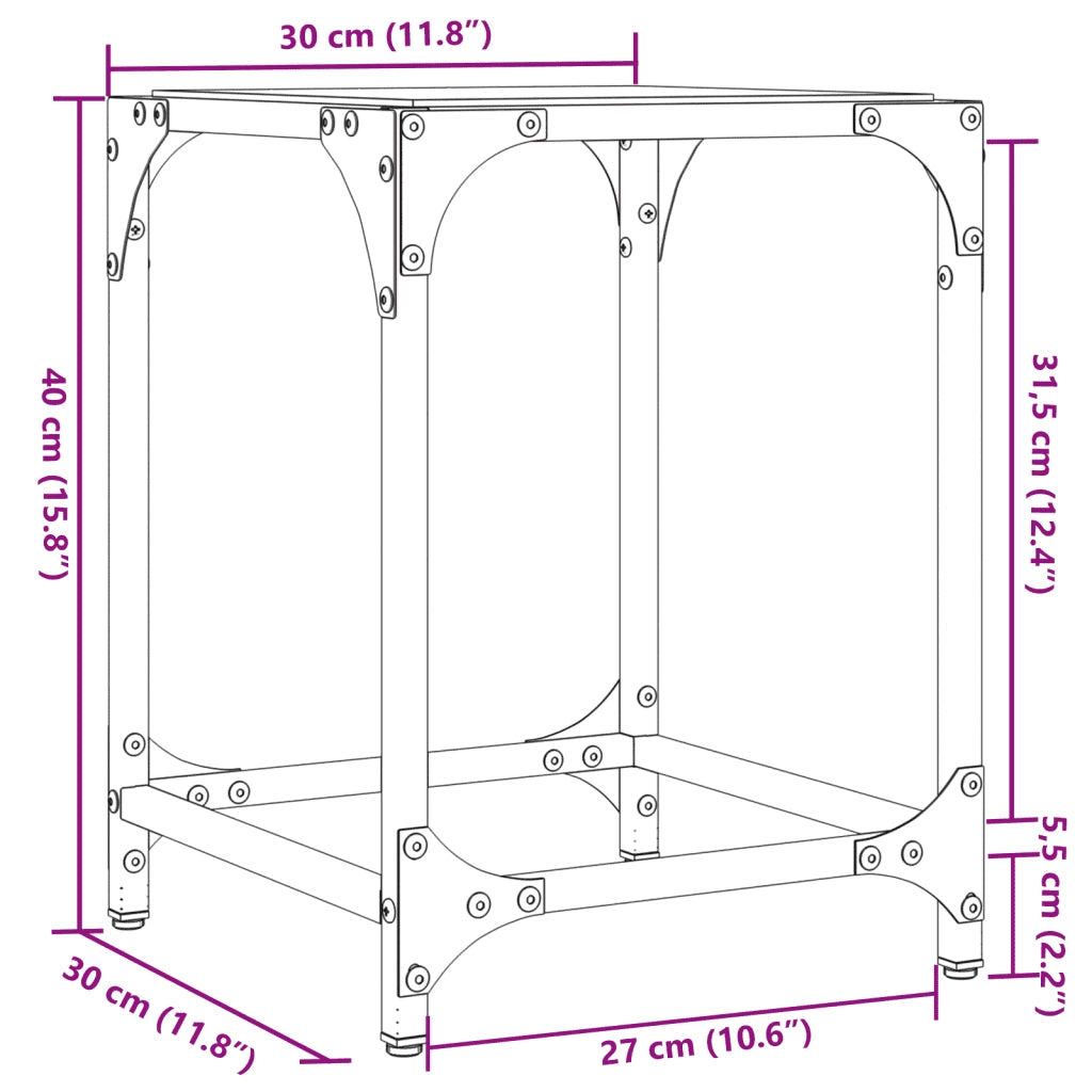 Tavolino Salotto con Piano Vetro Trasparente-Tavolino da soggiorno 30x30x40cm Acciaio 866714