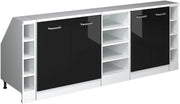 Set di mobili sottotetto Rion, Nero lucido, 210 cm Set di 5 carcasse armadio profondità 60 cm, adatto per il salvaspazio sotto tetti spioventi