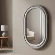 Specchio Marinetti, Specchiera, Articolo d'arredo a muro, Decorazione con specchio, 60x4 h90 cm, Tortora e Grigio