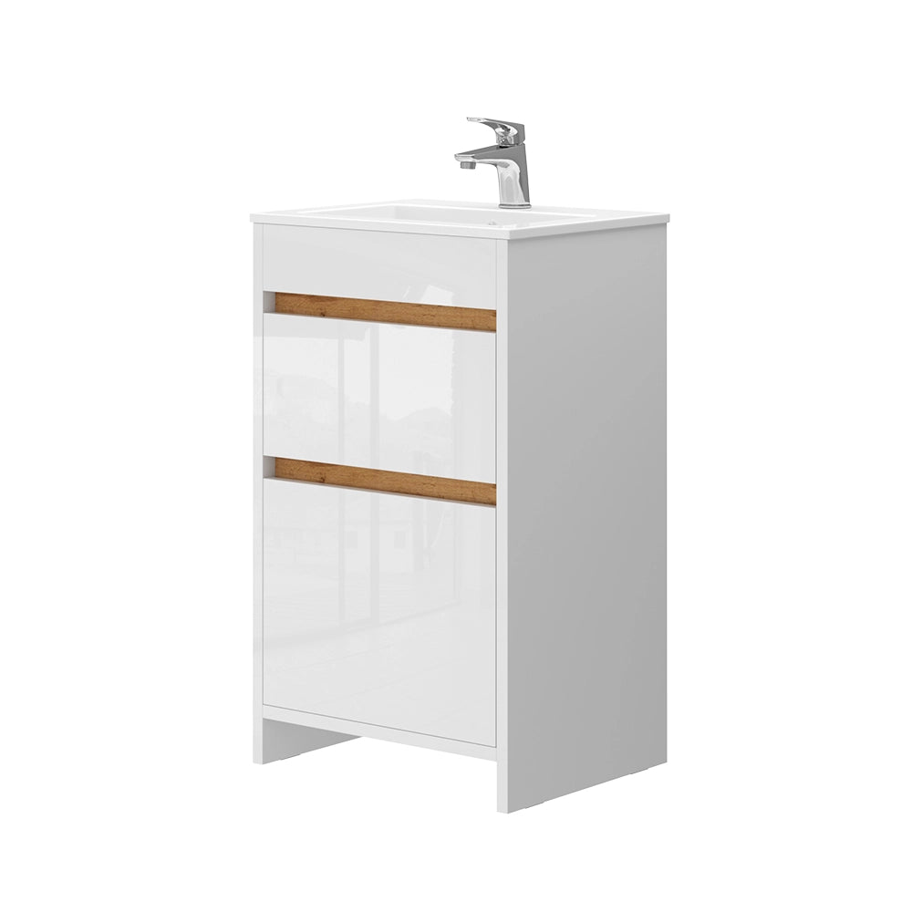 Vicco Set mobili bagno Bianco 2 parti, con lavabo e 2 cassetti