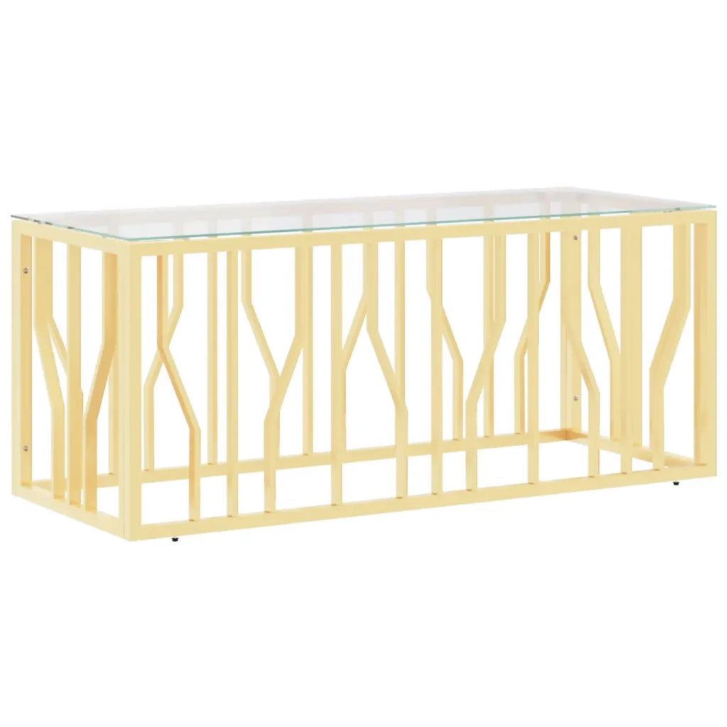 Tavolino da Salotto 110x45x45 cm in Acciaio Inox e Vetrocod mxl 127835