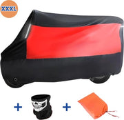 Motorhoes Universale XXXL per Esterno 295 x 110 x 140 cm - Coprimozzi Acquaparanti Esterni + Tasca di Riposo + Visiere Extra - Rosso