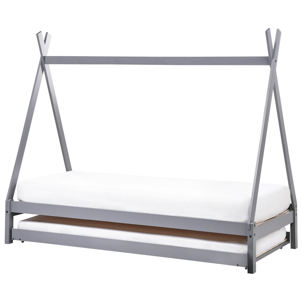 Letto a ribalta per bambini in legno di pino grigio UE misura singola 90 x 200 cm letto a doghe per cameretta moderna per bambini.