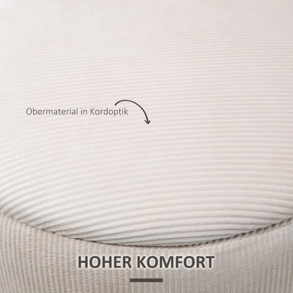 Ottomana con Contenitore ¨C Zephmum ¨C Cremewei?, Tessuto Cord, 40x40x41cm