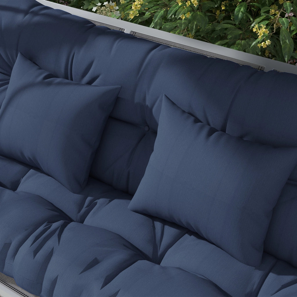 Set di 4 cuscini per sedile; idropellente 150x50 cm Coscino per sedia con cinghie per i cravatti; spesso 10 cm blu navy