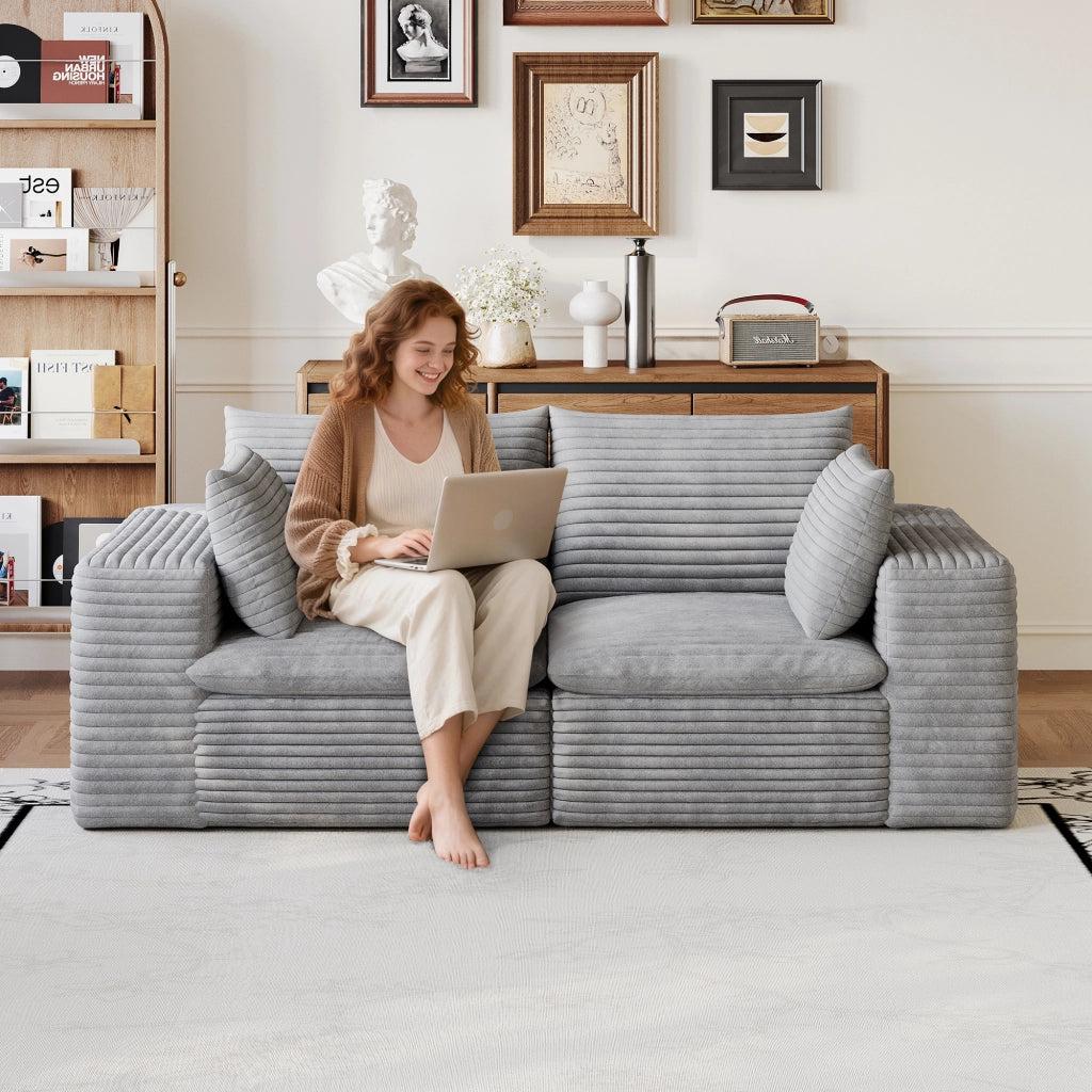 Divano Cloud 180 cm ¨C MINIMAL ¨C Velluto a Coste Grigio Scuro, Imbottito, Senza Montaggio