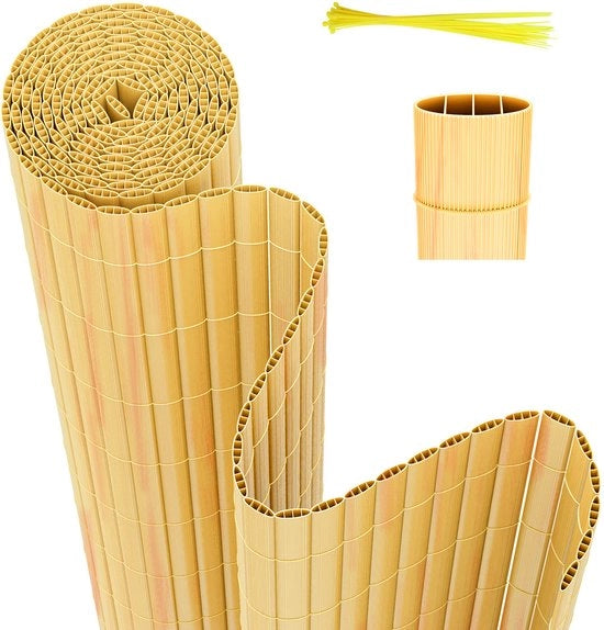 Schermo per Giardino in PVC per la Privacy – Divisione per Giardino e Schermo per Balcone - Colore Bamboe - 1,6x5m
