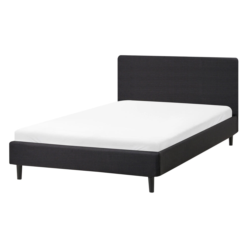 Letto matrimoniale in tessuto nero 120 x 200 cm con rete stile contemporaneo