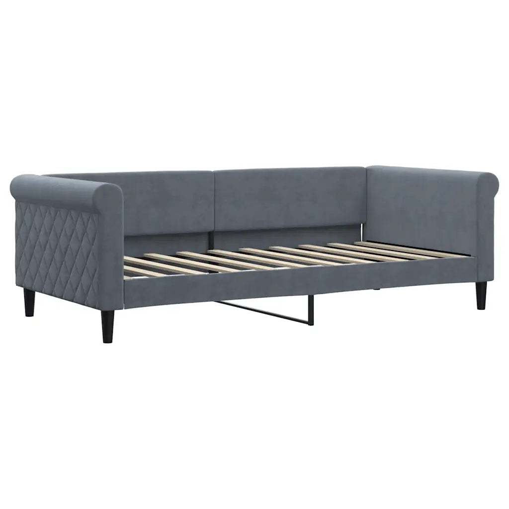 Divano Letto Estraibile Cassetti Grigio Scuro 90x190cm Velluto