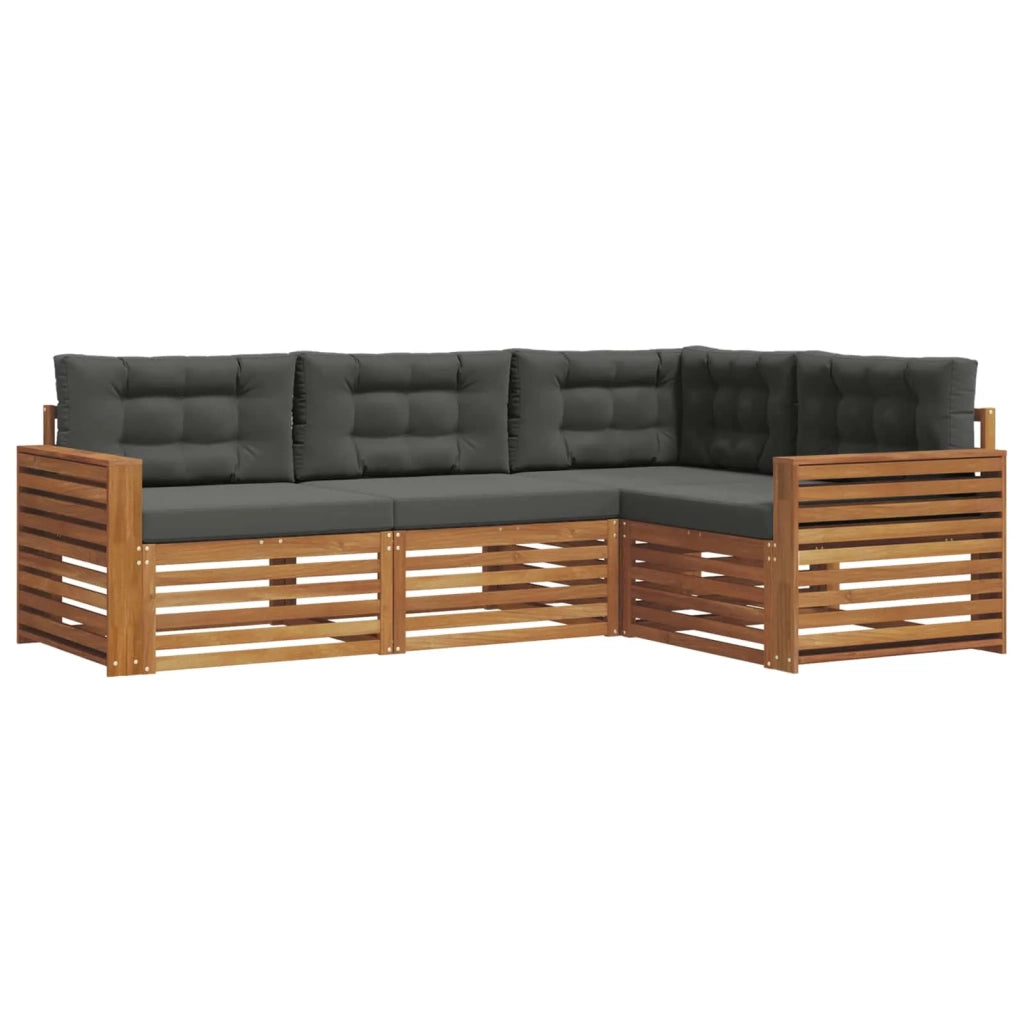 Set di divani da esterno con cuscino 4 pcs Naturale e Antracite
