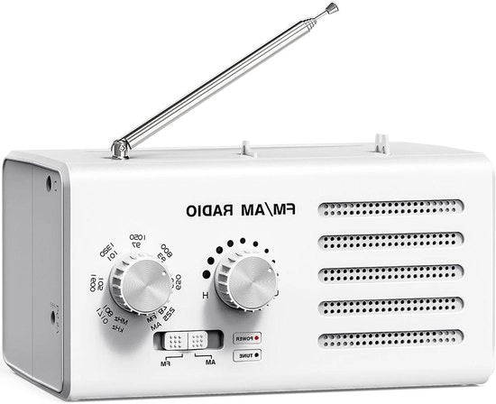 Radio Trasmissiva Portatile con Batterie, FM/AM, Collegamento USB e Altoparlante di 5 W, Antenna Lunga