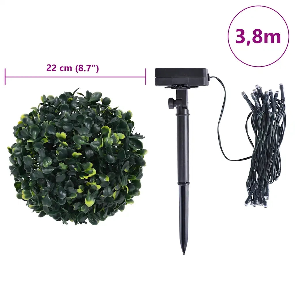 Sfere di Bosso Artificiale con Luci LED 2 pz Verdi 22 cm CFW8814387