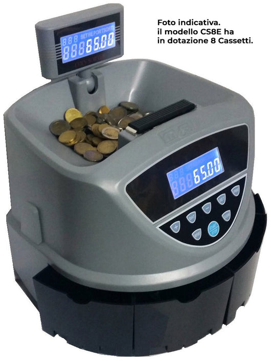 Macchina Conta Monete 8 Cassetti 2 Display MBS Coin Sorter Evolution CS8E Nero
