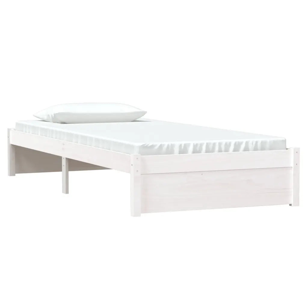Giroletto-Struttura Letto Bianco in Legno Massello 90x190 cm Single 335798