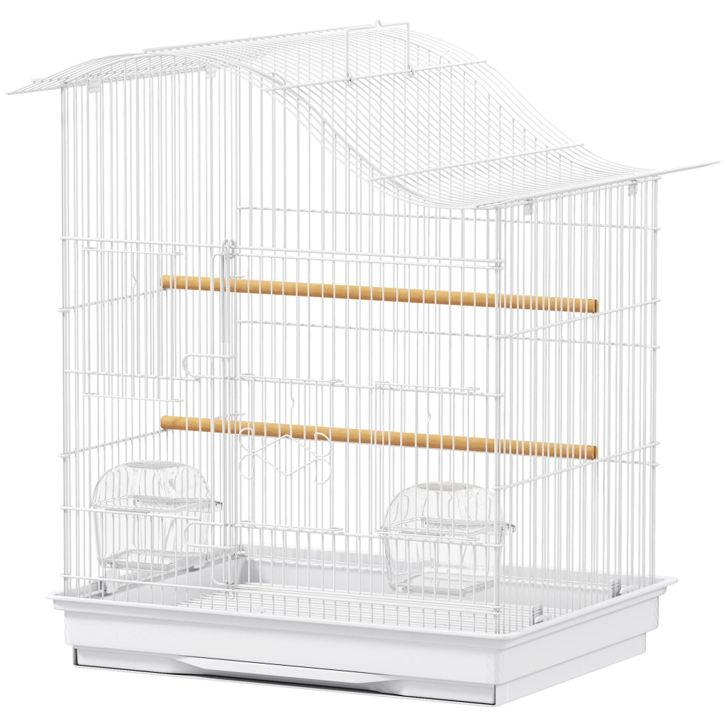 Gabbia per Uccelli ¨C Xylo ¨C 4 Porte, 2 Ciotole, 2 Posatoi, Metallo e Plastica, 47.5x36x54.5 cm, Bianco