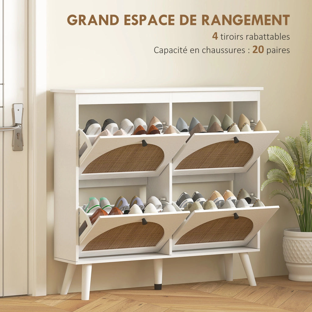Scarpiera con ripiano regolabile ¨C zephmum ¨C bianco 105x24x97.5 cm