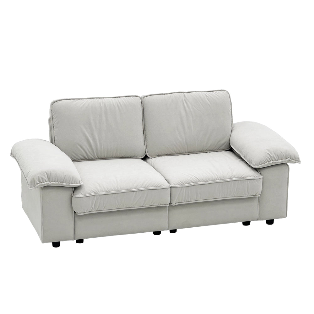 Divano con contenitore ¨C Minimal ¨C tessuto imbottito grigio chiaro 80x90x172