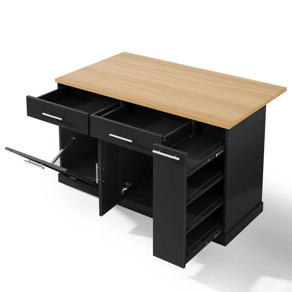 Isola Cucina su Ruote con Piano Ribaltabile e 2 Cassetti ¨C MINIMAL ¨C 120x45x93 cm